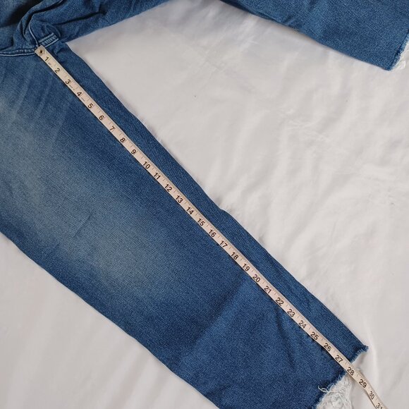 Old Navy Jeans Highrise Wide Leg Ankle Length Medium Wash Raw Hem Size 10T - Picture 11 of 11